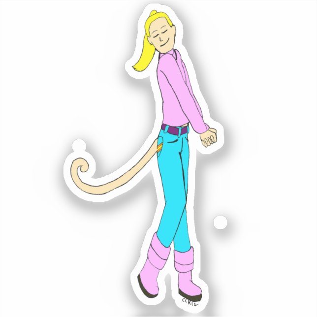 girl with a tail    sticker (Front)
