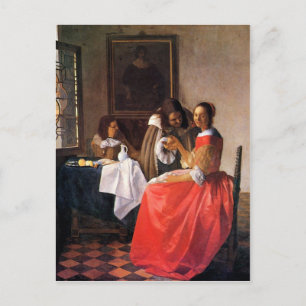 Girl with a wine glass by Johannes Vermeer Postcard