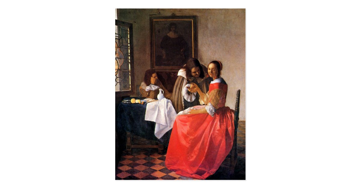 Girl With A Wine Glass By Johannes Vermeer Postcard R233374a3598842a68fe57ee2b4e99d9b Vgbaq 8byvr 630 ?view Padding=[285%2C0%2C285%2C0]