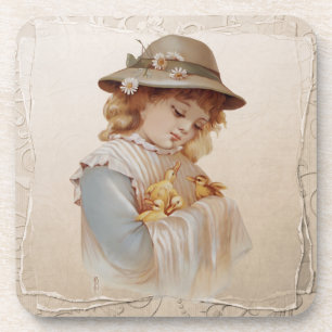 Girl with Baby Ducks Coaster