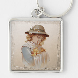 Girl with Baby Ducks Keychain