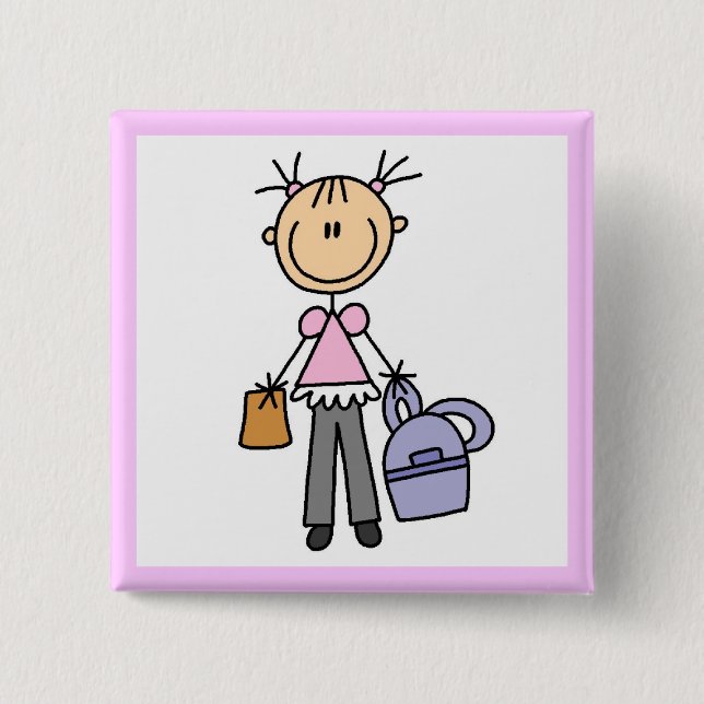 Girl With Backpack Button (Front)