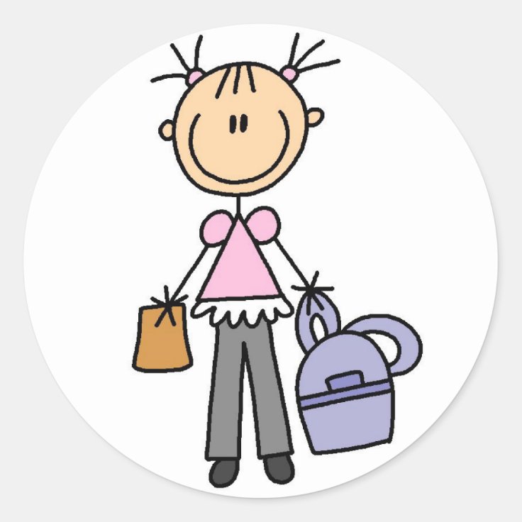 Girl With Backpack Sticker | Zazzle