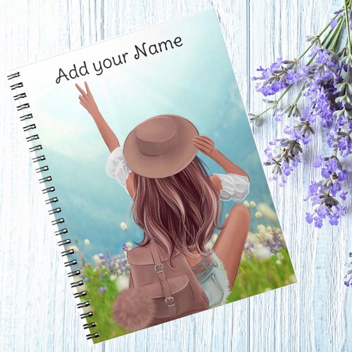 Girl with backpack travel Vacation Notebook
