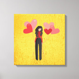 Girl with balloon whimsical canvas print