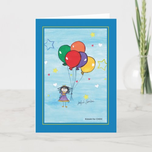 Girl with Balloons _ KidsArt for CHOC Thank You Card