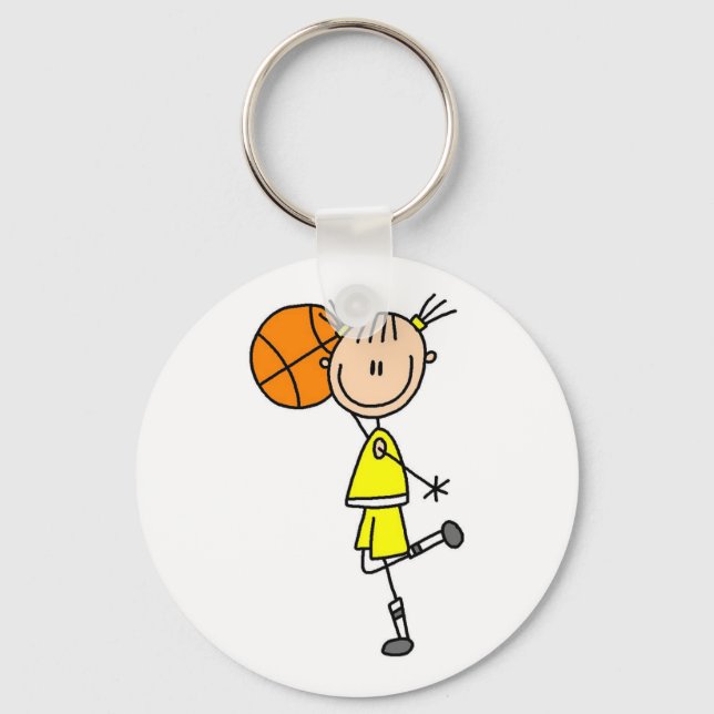 Girl With Basketball T-shirts and Gifts Keychain (Front)