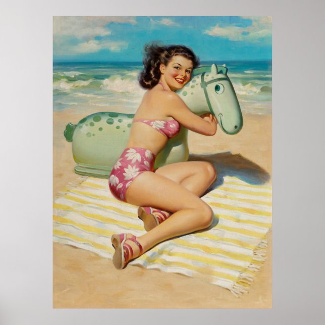Girl with Beach Toy Pin Up Poster (Front)