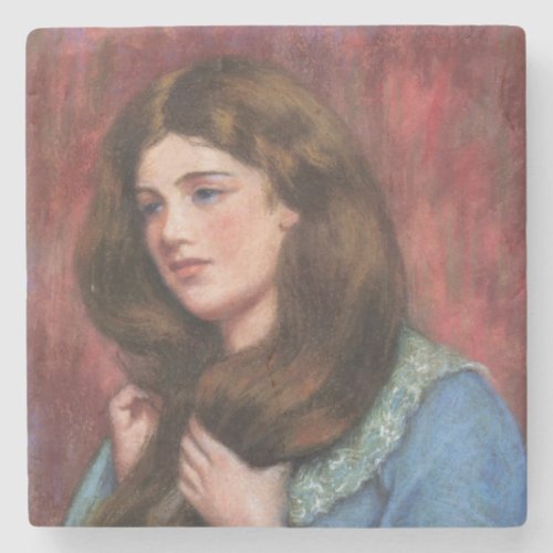 Girl with Beautiful Long Brown Hair Stone Coaster