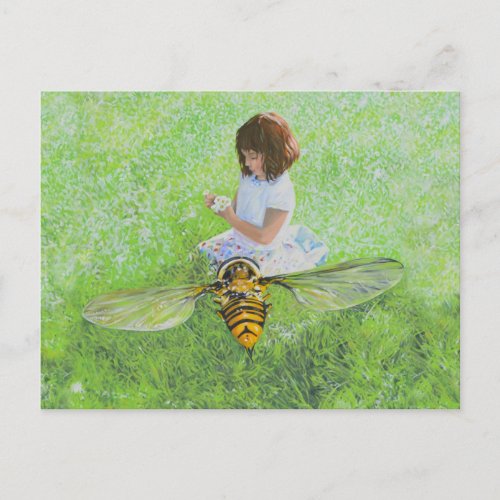 Girl with Bee Painting by Steve Berger Postcard