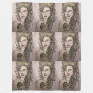 girl with beehive hair praying fleece blanket