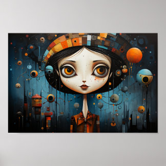 Girl with big eyes Halloween Poster