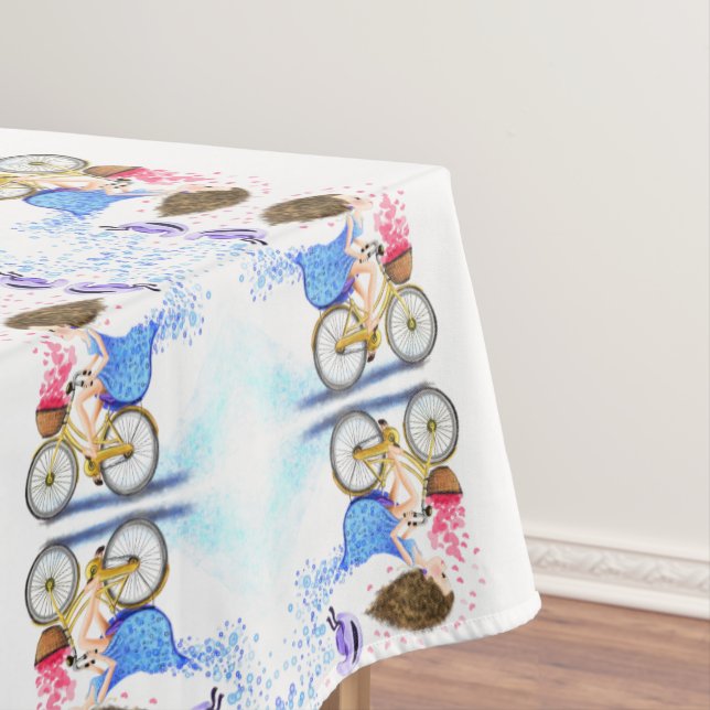 Girl with Bike Tablecloth  (In Situ)
