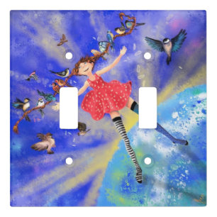 Girl with Birds Light Switch Cover