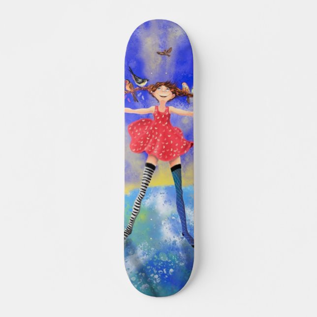 Girl with Birds Skateboard Friends (Front)