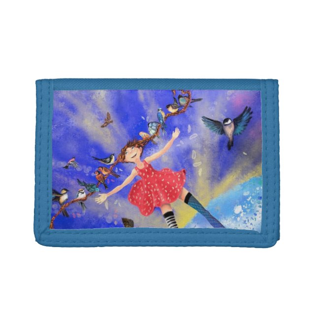 Girl with Birds Trifold Wallet Gift (Front)