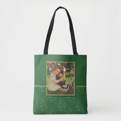 Girl with Black Cat Tote Bag