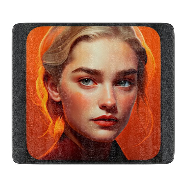 Girl with blue eyes cutting board (Front)