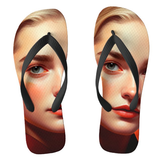 Girl with blue eyes flip flops (Footbed)