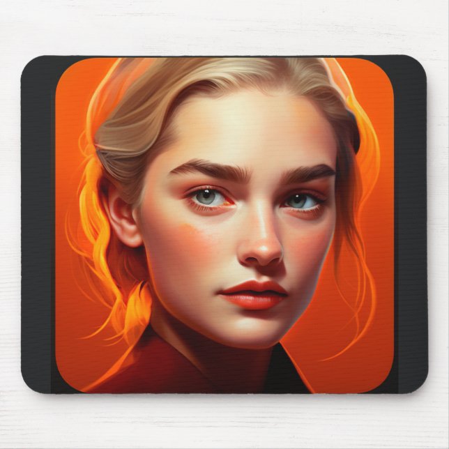 Girl with blue eyes mouse pad (Front)