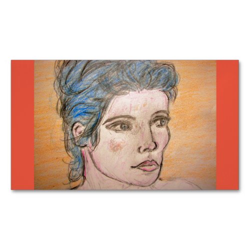 Girl with Blue Hair Business Card Magnet