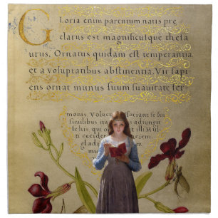 Girl With Book Cloth Napkin