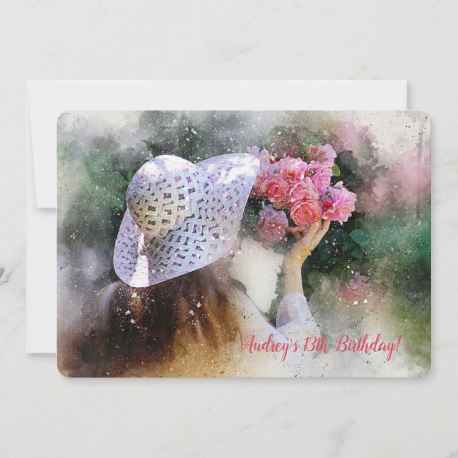 Girl with Bouquet Invitation (Front)