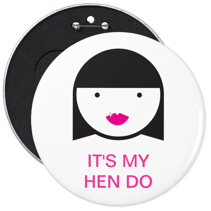 Girl with Bright Pink  Lips Button Badge