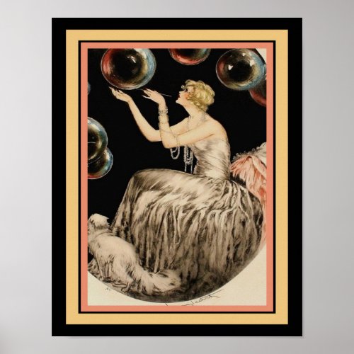 Girl with Bubbles Art Deco Poster