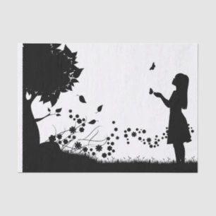 Girl with Butterflies Decoupage Tissue Paper