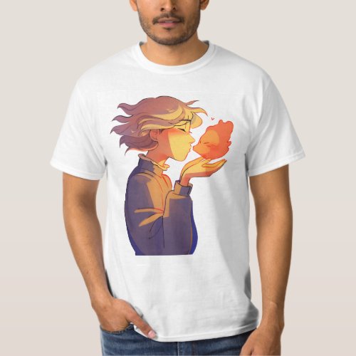 Girl with Calcifer  T_Shirt