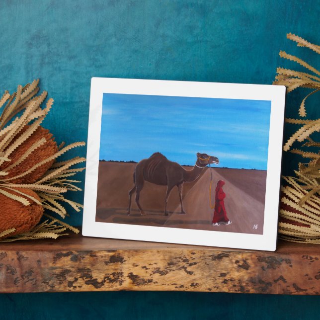 Girl with Camel Painting by Alfred Fox Plaque (Side)