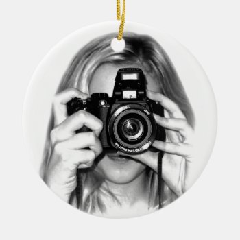 Girl With Camera Ceramic Ornament by sponner at Zazzle