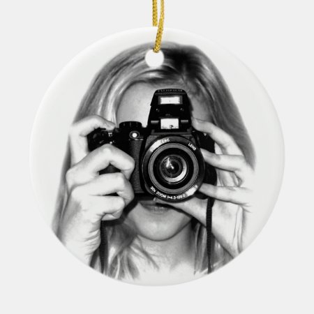 Girl With Camera Ceramic Ornament