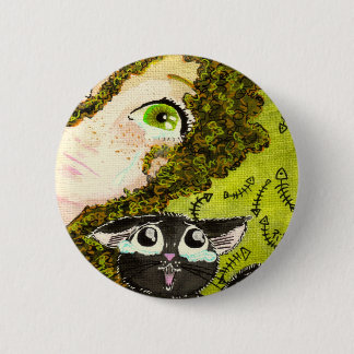 girl with cat 2 button