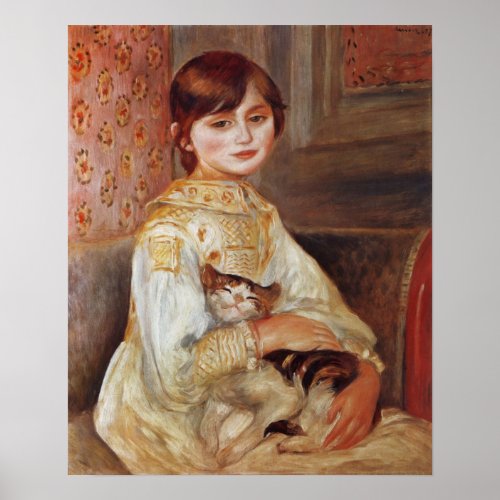 Girl with Cat Auguste Renoir Poster