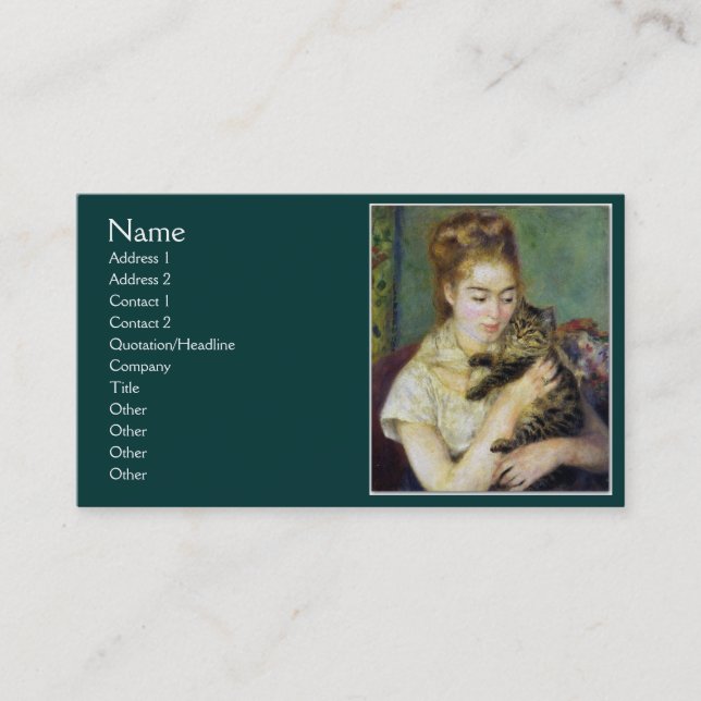 Girl with Cat by Renoir Business Card (Front)