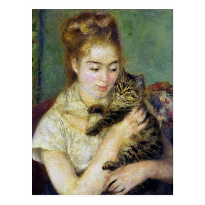 Girl with Cat by Renoir Post Card