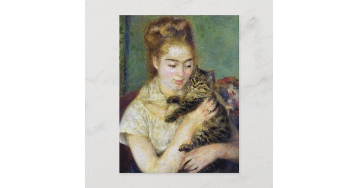 Girl with Cat by Renoir Postcard | Zazzle