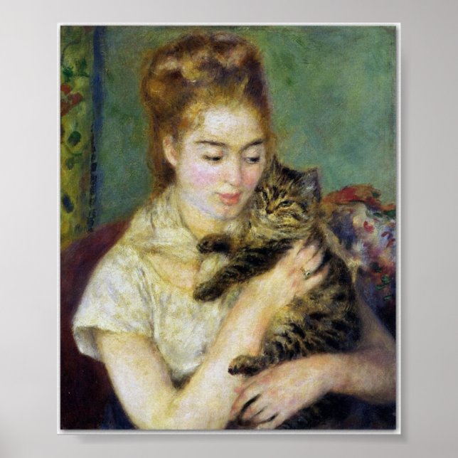 Girl with Cat by Renoir Poster (Front)