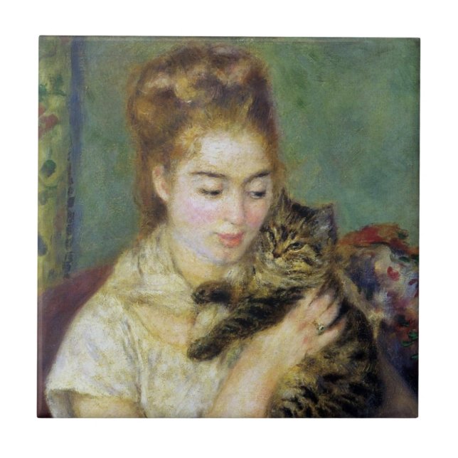 Girl with Cat by Renoir Tile (Front)