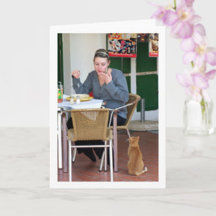 Girl with Cat Portrait Card