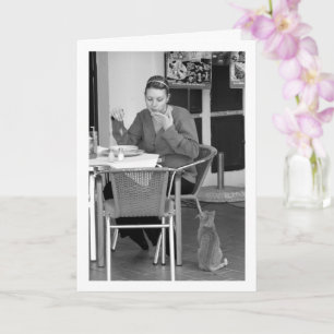 Girl with Cat Portrait Card