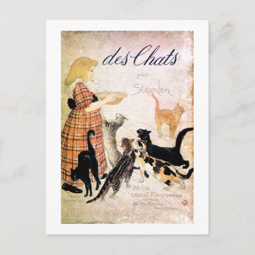Girl with Cats Alexandre Steinlen Postcard