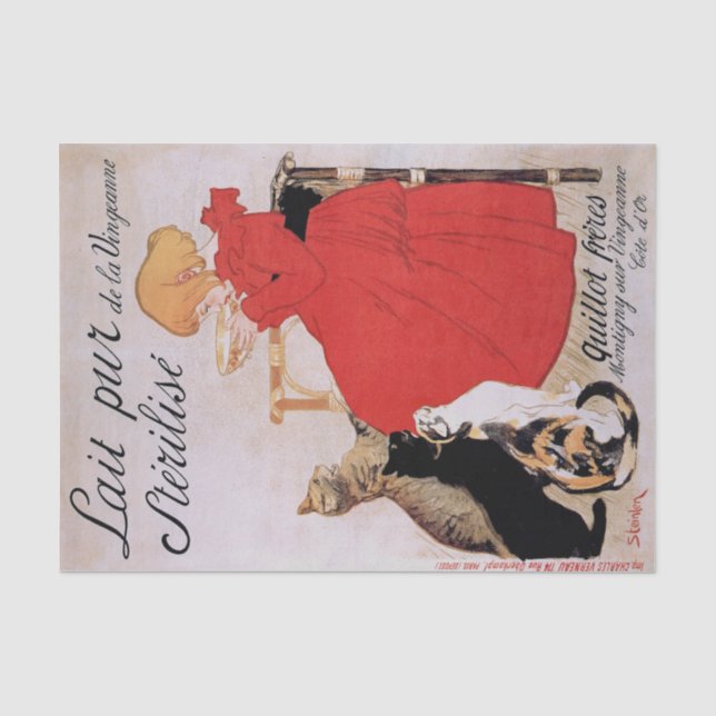 Girl with Cats, Alexandre Steinlen Tissue Paper (Front)