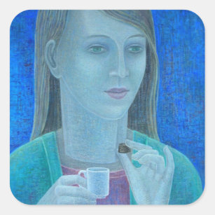 Girl with Chocolate 2011 Square Sticker