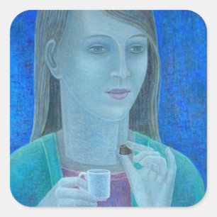 Girl with Chocolate 2011 Square Sticker