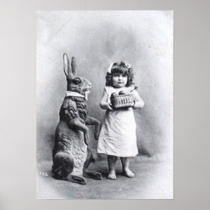 Girl with Chocolates and Easter Bunny Poster