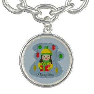 Girl with Christmas gift box  Bracelet