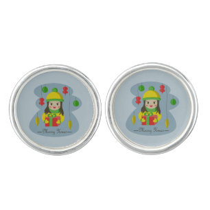 Girl with Christmas gift box  Cufflinks